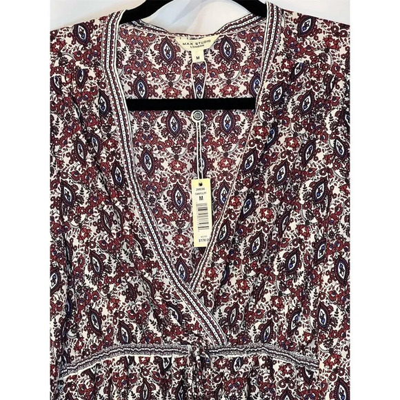 Max Studio Women's Floral Maxi Dress V-Neck Long Sleeve Size M - Picture 8 of 14